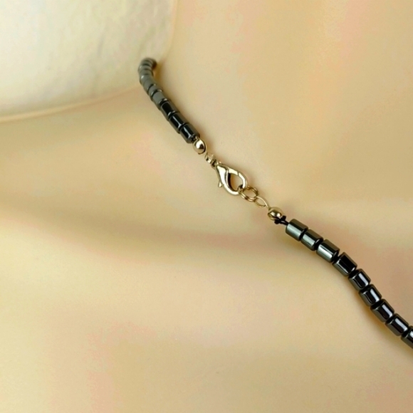 Beachy Boho Black Gold & Turquoise Blue Very Glass/Stone Like Beaded 3 Layer Ne… - Picture 6 of 10